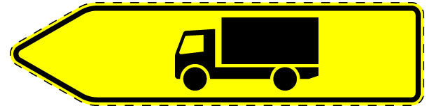 1 pièce de panneau de signalisation "Panneau directionnel pour certains types de trafic, véhicules de plus de 3,5 t – vers la gauche" 20-70 cm F-Verk-421-10