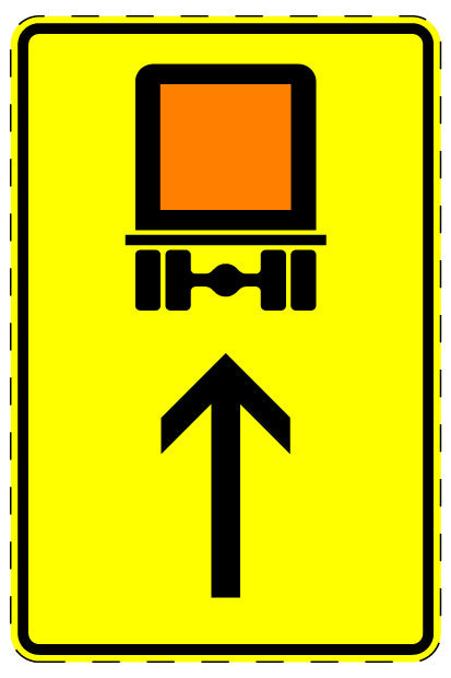 1 pièce de panneau de signalisation "Matières dangereuses – tout droit" 2-15 cm F-Verk-442-32