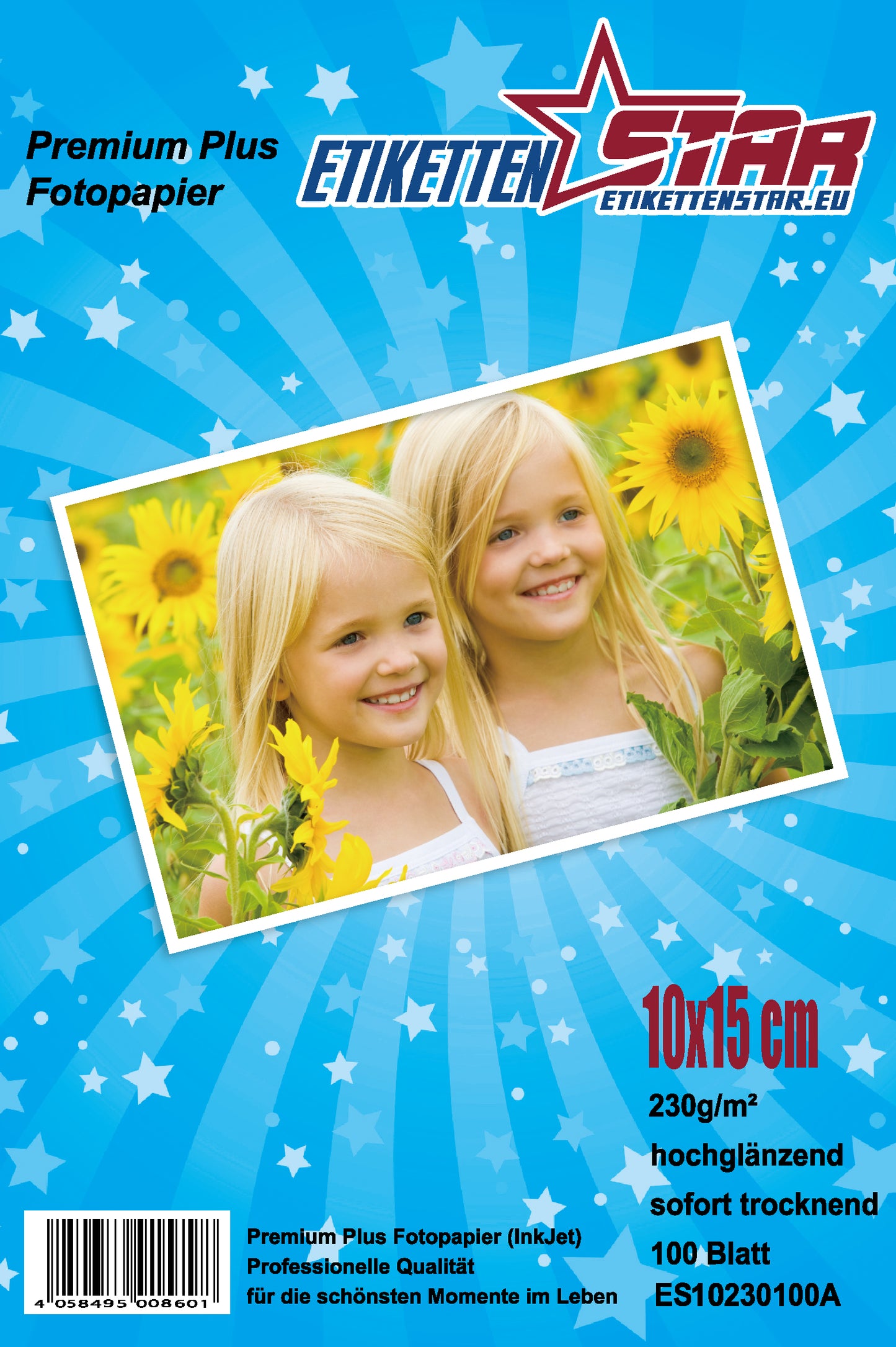 100 feuilles 10x15cm 230g/m² papier photo haute brillance + imperméable de EtikettenStar ES10230100A