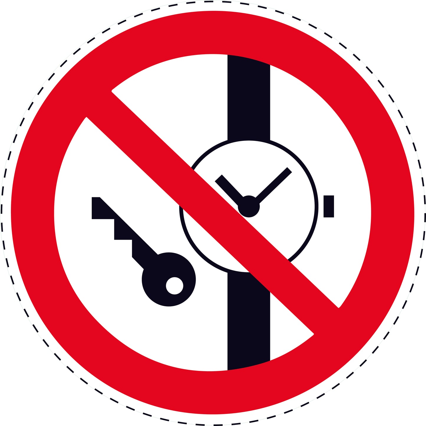 Autocollant d'interdiction "Il est interdit de prendre des pièces métalliques et des montres" en plastique PVC, ES-SI200