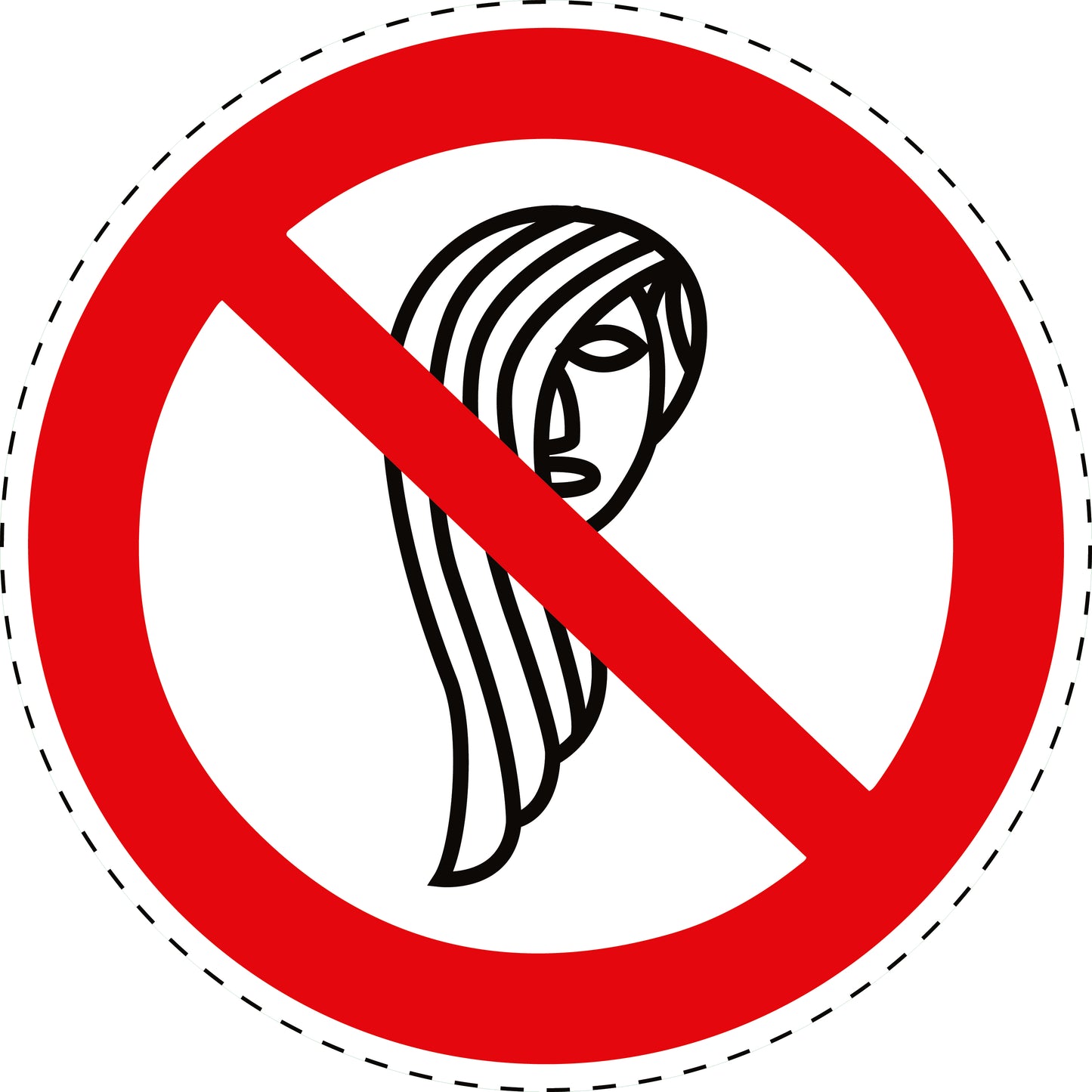 Autocollant d'interdiction "Ne pas utiliser avec des cheveux longs" en plastique PVC, ES-SI290