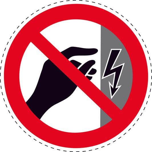 Autocollant d'interdiction "Ne pas toucher le boîtier sous tension" en plastique PVC, ES-SI90