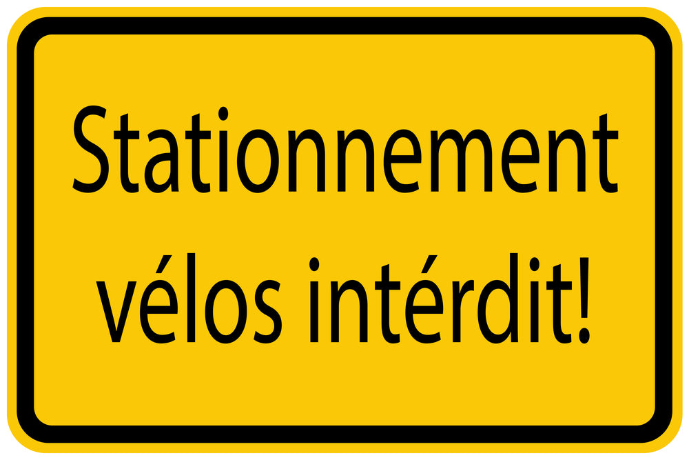 Autocollant de chantier "Stationnement vélos intérdit!" jaune F-BAU-1230