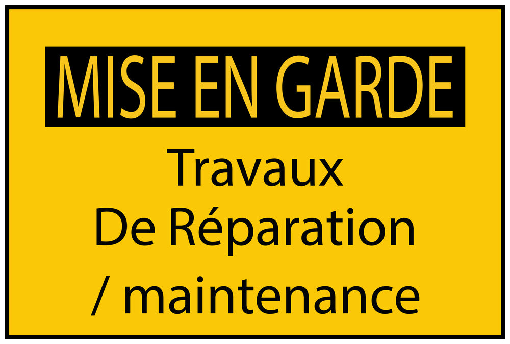 Autocollant de chantier "MISE EN GARDE Travaux De Réparation / maintenance" jaune F-BAU-1650