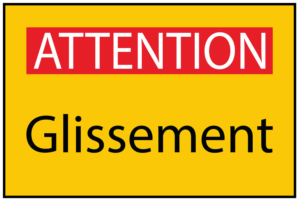 Autocollant de chantier "ATTENTION Glissement" jaune F-BAU-1850