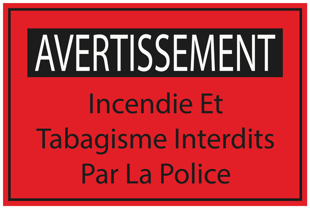 Autocollant de chantier "AVERTISSEMENT Incendie Et Tabagisme Interdits Par La Police" F-BAU-2000