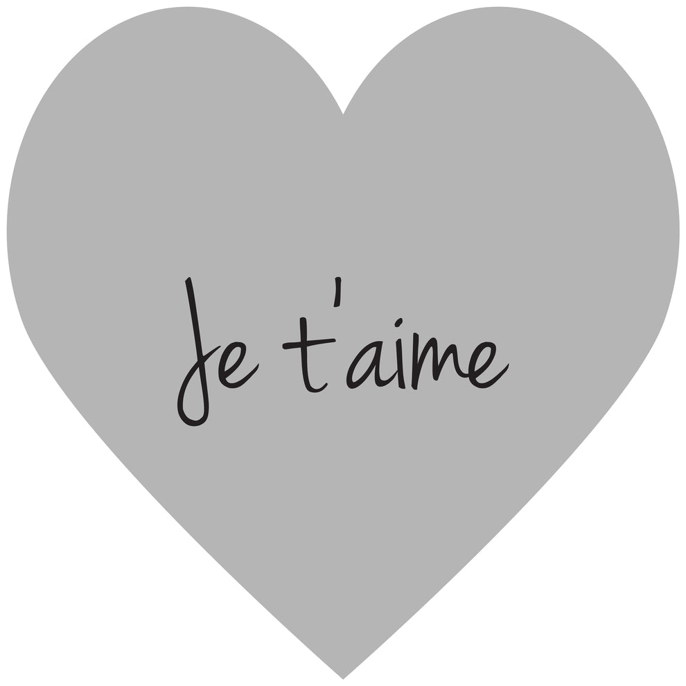 Autocollant en forme de cœur de 1 à 10 cm avec texte personnalisé imprimé en or, argent et rouge.
