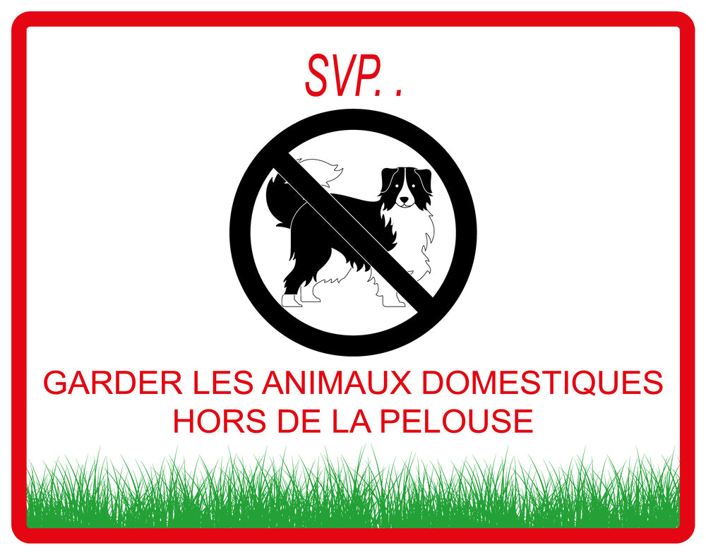 Autocollant "Svo.. Garder les animaux domestiques hors de la pelouse" en PVC de 10 à 60 cm, F-KEEPOFFGRASS-H-12200-14