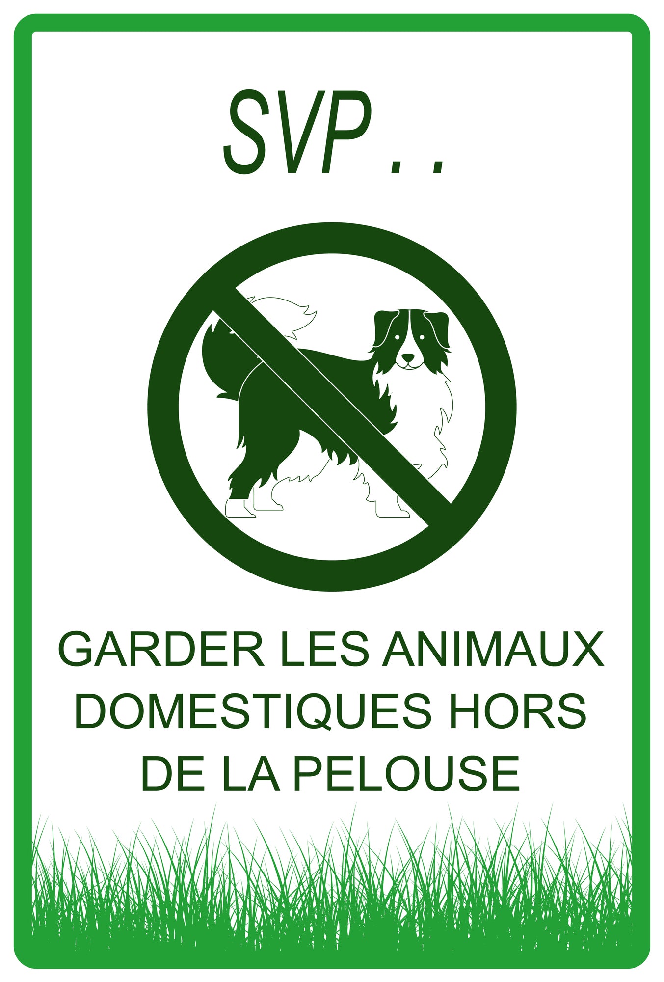Autocollant "Svo.. Garder les animaux domestiques hors de la pelouse" en PVC de 10 à 60 cm, F-KEEPOFFGRASS-V-12200-54