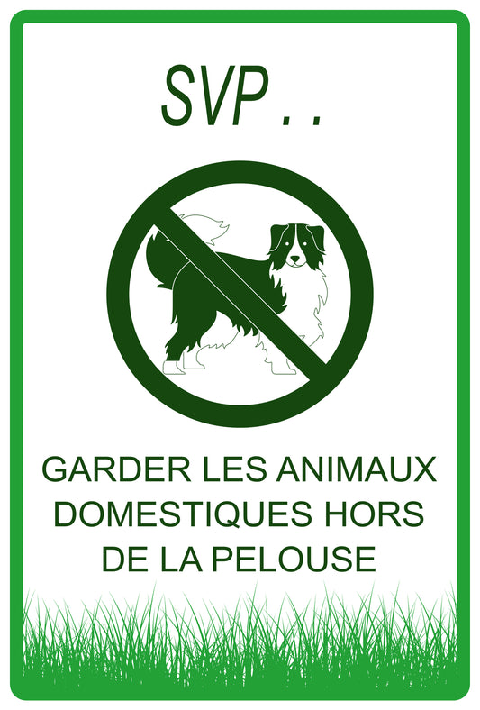 Autocollant "Svo.. Garder les animaux domestiques hors de la pelouse" en PVC de 10 à 60 cm, F-KEEPOFFGRASS-V-12200-54