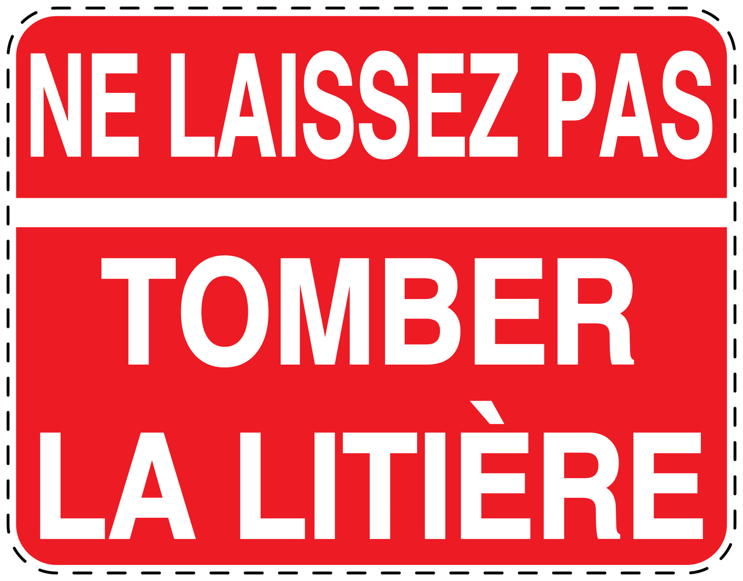 Autocollant de poubelle "NE LAISSEZ PAS TOMBER LA LITIÈRE" bleu horizontal F-LITTER-H-10100-14