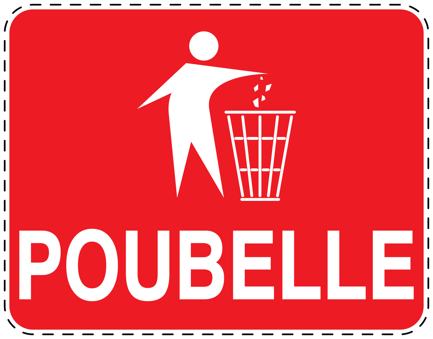 Autocollant de poubelle "POUBELLE" bleu horizontal F-LITTER-H-10300-14