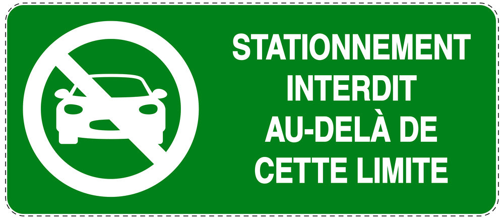 Autocollant "STATIONNEMENT INTERDIT AU-DELÀ DE CETTE LIMITE" F-NPRK-1220-54