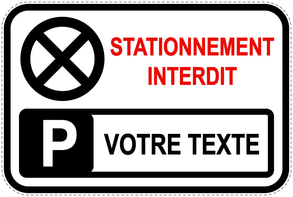 Panneaux d'interdiction de stationnement (stationnement interdit) blancs comme autocollant F-PARKEN-10100-V-0-Wunsch