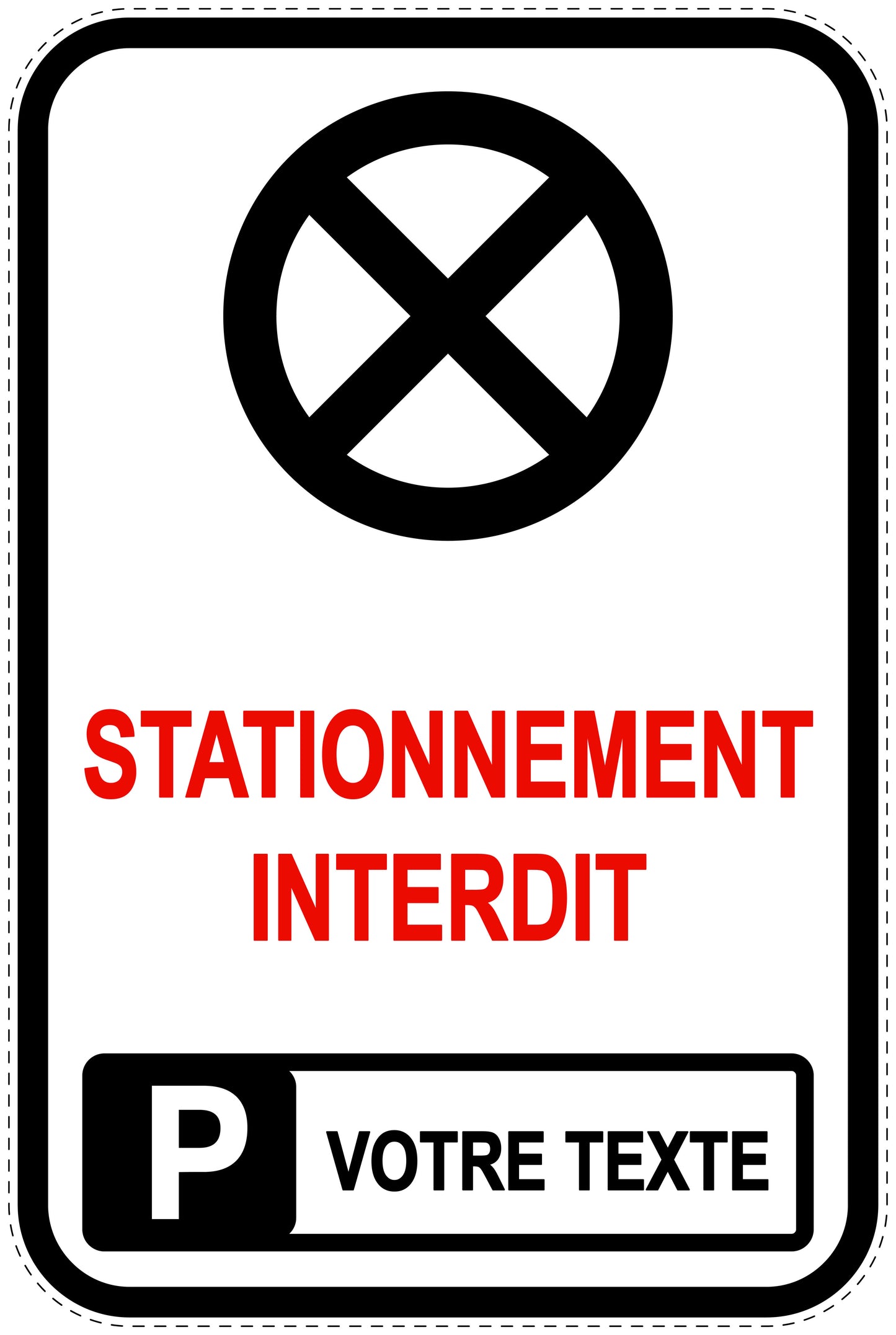Panneaux d'interdiction de stationnement (stationnement interdit) blancs comme autocollant F-PARKEN-20100-H-0-Wunsch