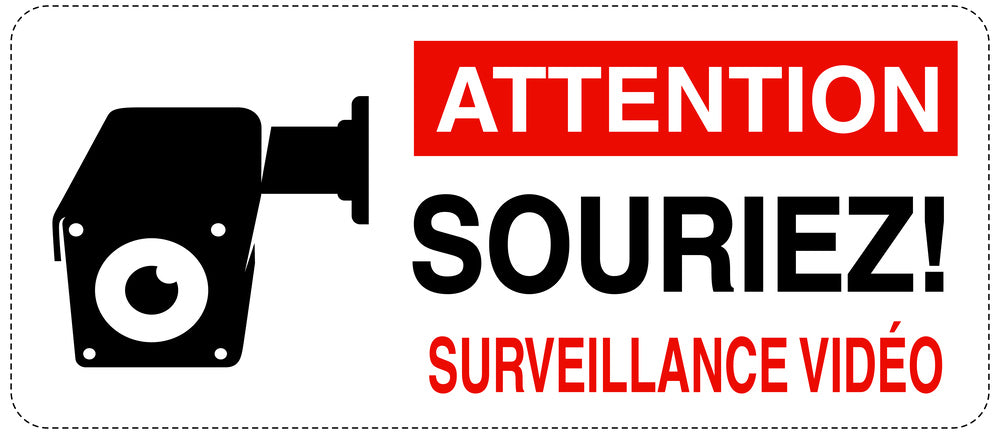 Accès interdit - vidéosurveillance "ATTENTION SOURIEZ! SURVEILLANCE VIDÉO" 10-40 cm F-RESTRICT-1060