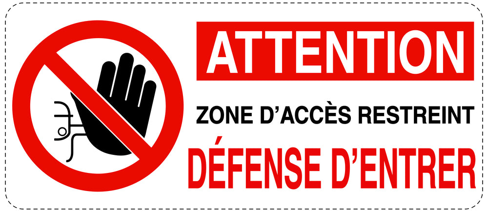 Accès interdit - vidéosurveillance "ATTENTION ZONE D'ACCÈS RESTREINT DÉFENSE D'ENTRER" 10-40 cm F-RESTRICT-1110