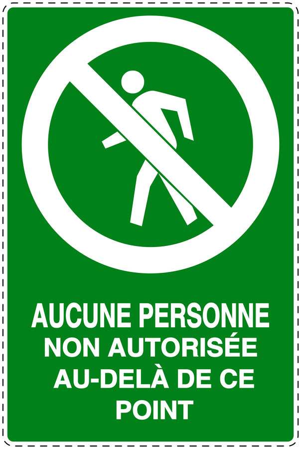 Autocollant d'interdiction d'accès "Aucune personne non autorisée au-delà de ce point" F-SI6020-67