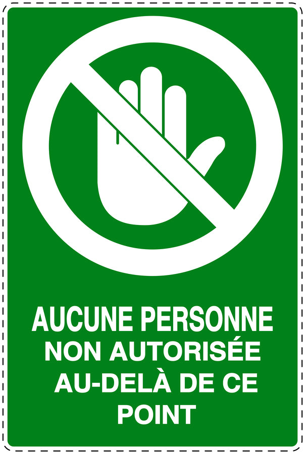 Autocollant d'interdiction d'accès "Aucune personne non autorisée au-delà de ce point" F-SI6030-67