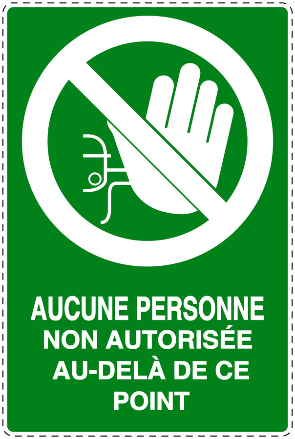 Autocollant d'interdiction d'accès "Aucune personne non autorisée au-delà de ce point" F-SI6040-67