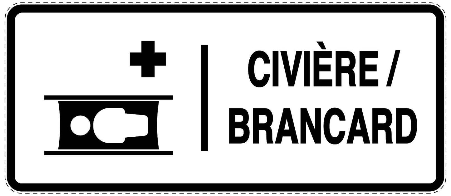 Autocollant d'urgence "CIVIÈRE/ BRANCARD" 10-40 cm F-SIE-3000-0