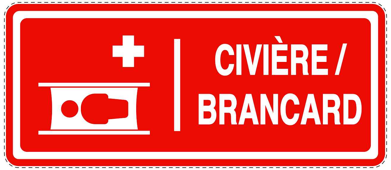 Autocollant d'urgence "CIVIÈRE/ BRANCARD" 10-40 cm F-SIE-3000-14