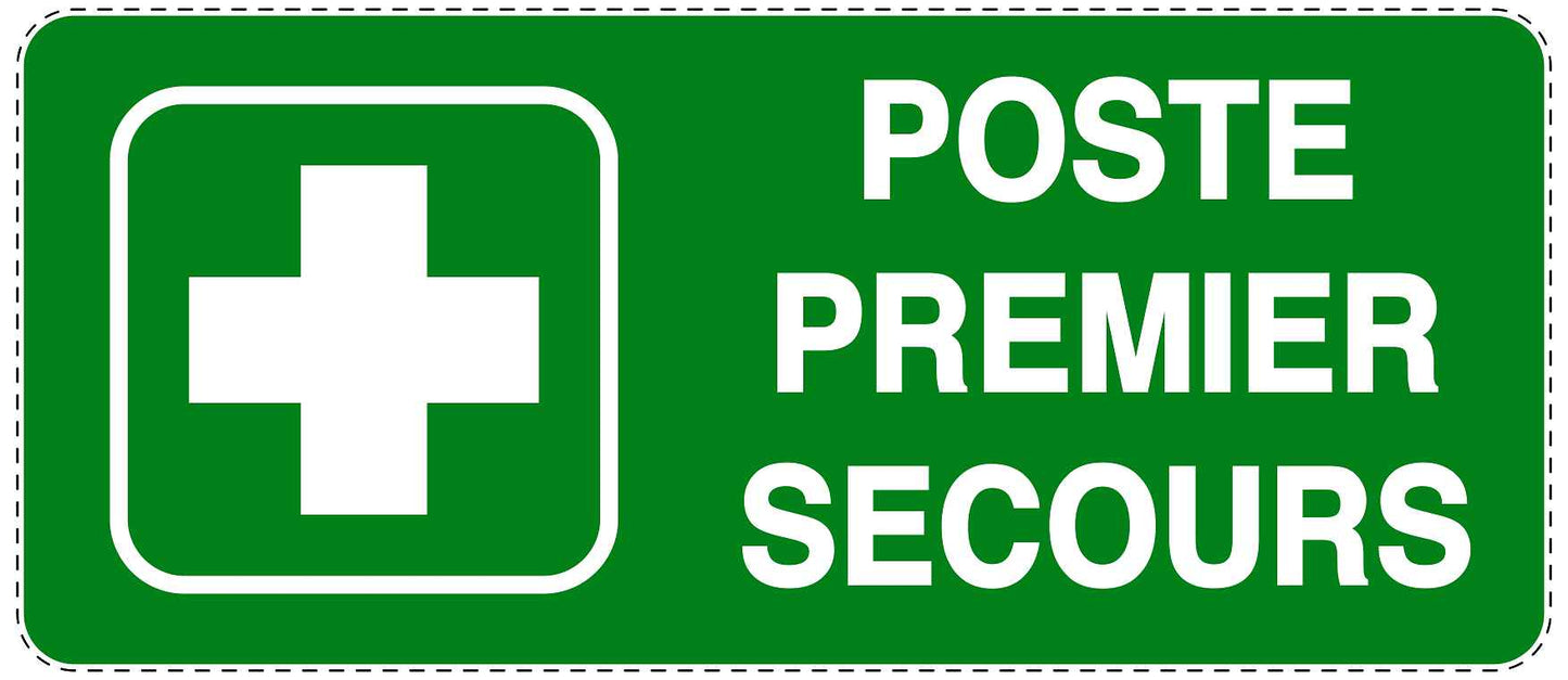 Autocollant d'urgence "POSTE PREMIER SECOURS" 10-40 cm F-SIE-3040-54