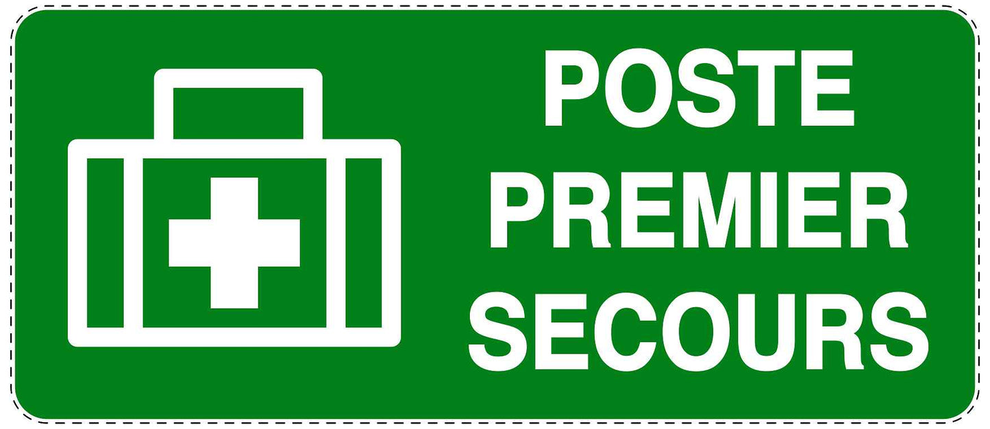 Autocollant d'urgence "POSTE PREMIER SECOURS" 10-40 cm F-SIE-3050-54