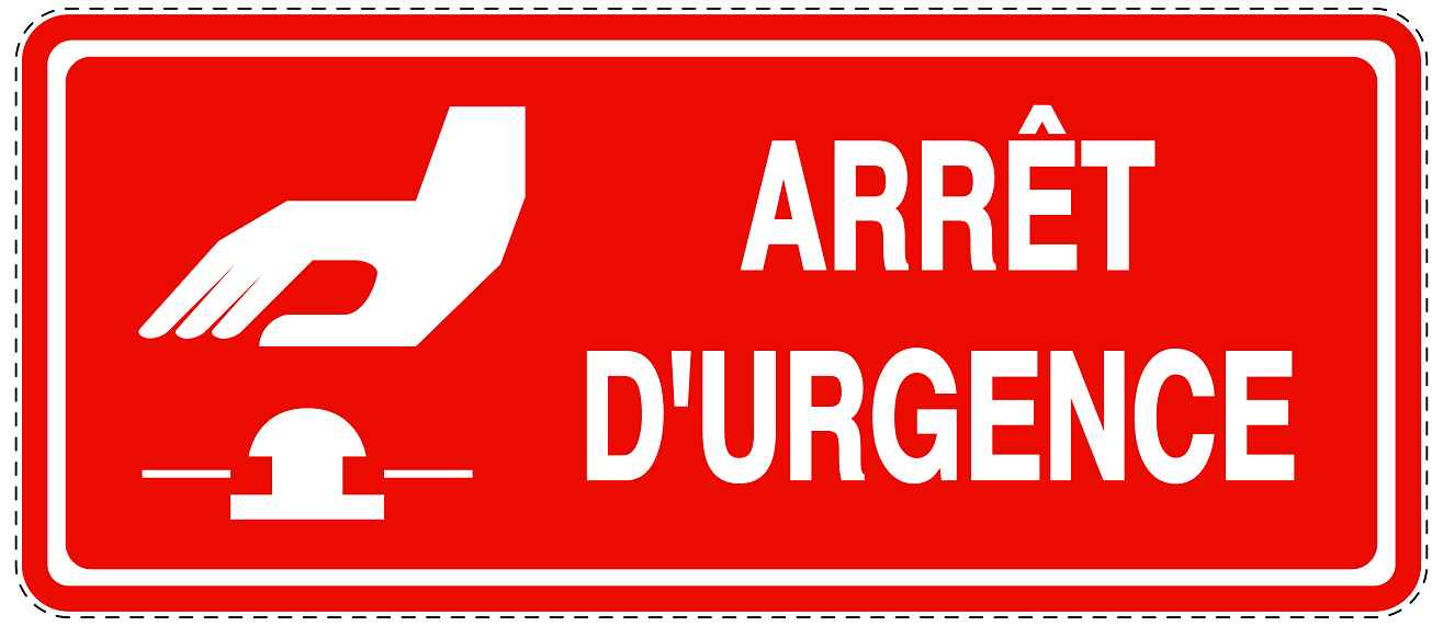 Autocollant d'urgence "ARRÊT D'URGENCE/" 10-40 cm F-SIE-3100-14