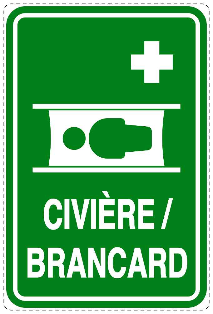 Autocollant d'urgence "CIVIÈRE/ BRANCARD" 10-40 cm F-SIE-4000-54