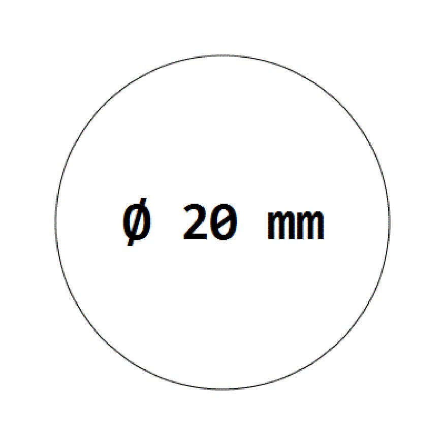 Étiquettes de fermeture fines rondes de 20 mm en film transparent, autocollantes sur rouleau F-VPETS-20