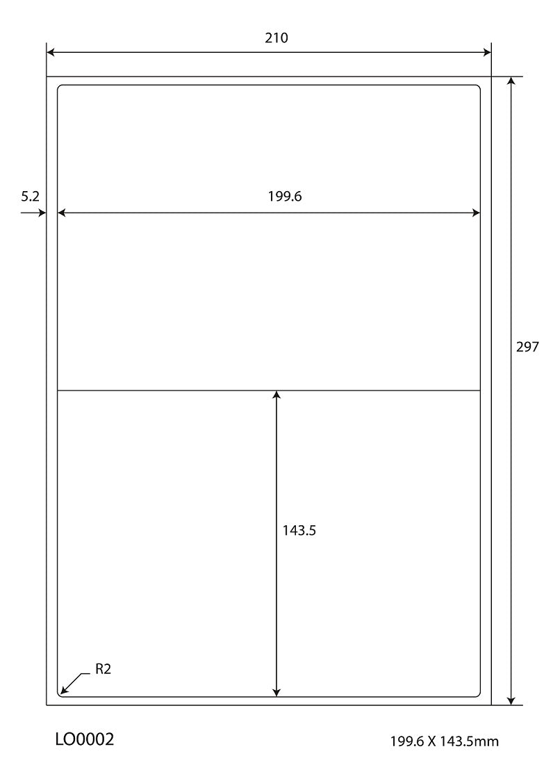 200 étiquettes universelles 199,6x143,5mm, sur 100 feuilles Din A4, mat, autocollantes LO-0002-70