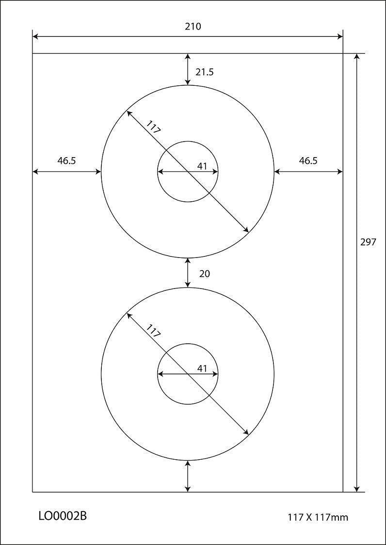 200 étiquettes universelles 117 mm rond, sur 100 feuilles Din A4, mat, autocollantes LO-0002-B-70