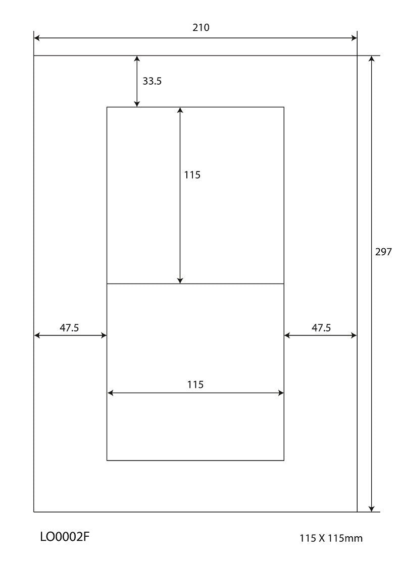 200 étiquettes universelles 115x115mm, sur 100 feuilles Din A4, mat, autocollantes LO-0002-F-70