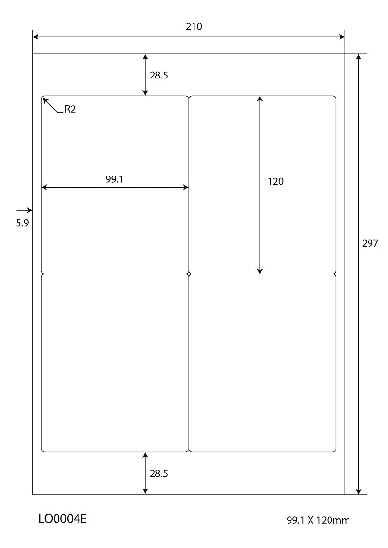 400 étiquettes universelles 99,1x120mm, sur 100 feuilles Din A4, mat, autocollantes LO-0004-E-70