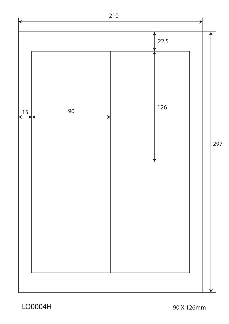 400 étiquettes universelles 90x126mm, sur 100 feuilles Din A4, mat, autocollantes LO-0004-H-70