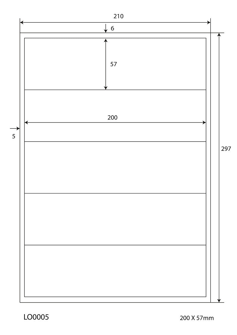 500 étiquettes universelles 200x57mm, sur 100 feuilles Din A4, mat, autocollantes LO-0005-70