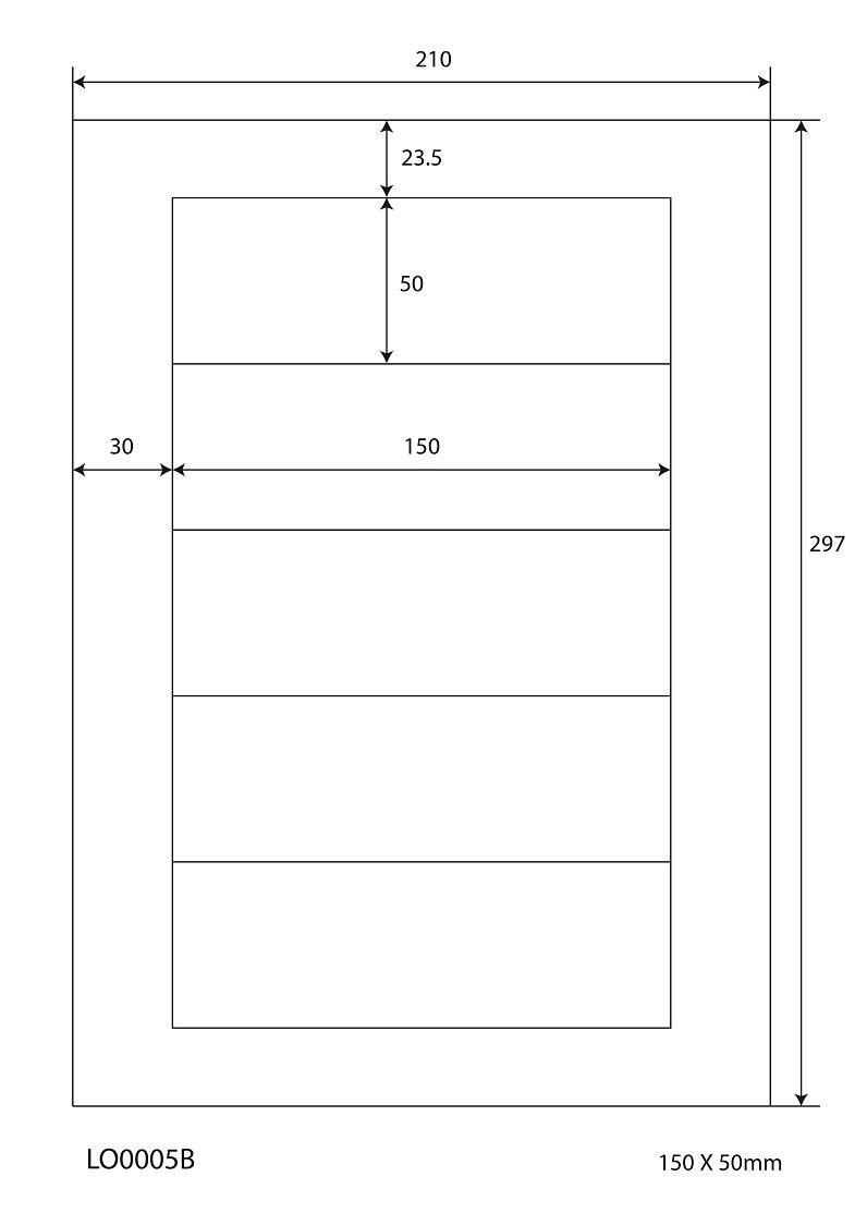 500 étiquettes universelles 150x50mm, sur 100 feuilles Din A4, brillantes, autocollantes LO-0005-B-80