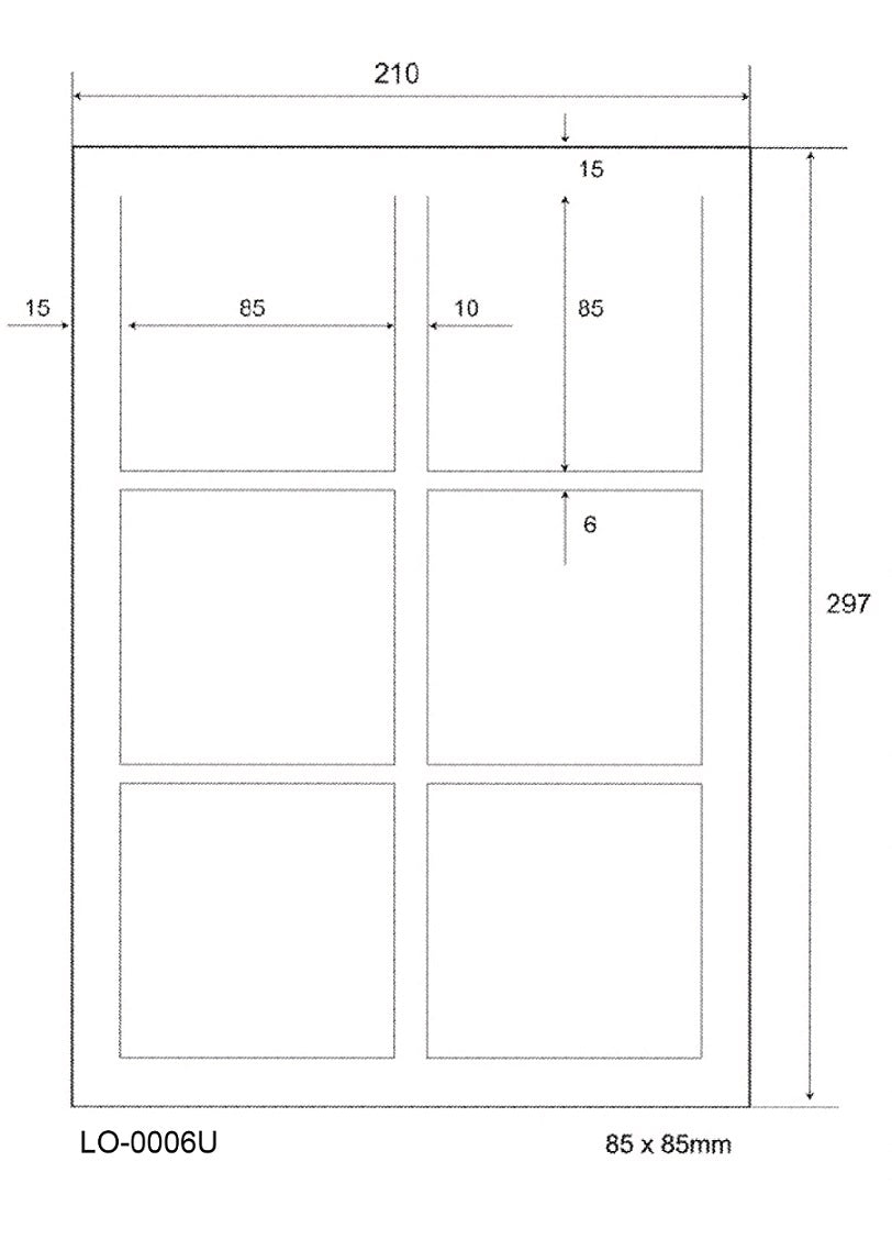 600 étiquettes universelles 85x85mm, sur 100 feuilles Din A4, mat, autocollantes LO-0006-U-70