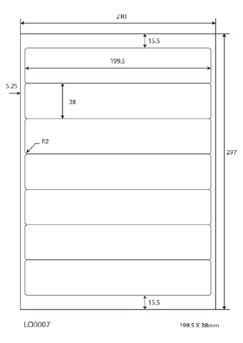 700 étiquettes universelles 199,5x38mm, sur 100 feuilles Din A4, mat, autocollantes LO-0007-70