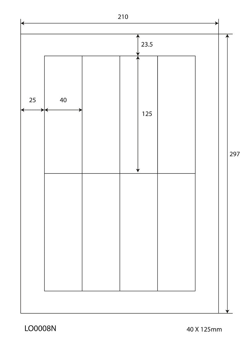 800 étiquettes universelles 40x125mm, sur 100 feuilles Din A4, mat, autocollantes LO-0008-N-70