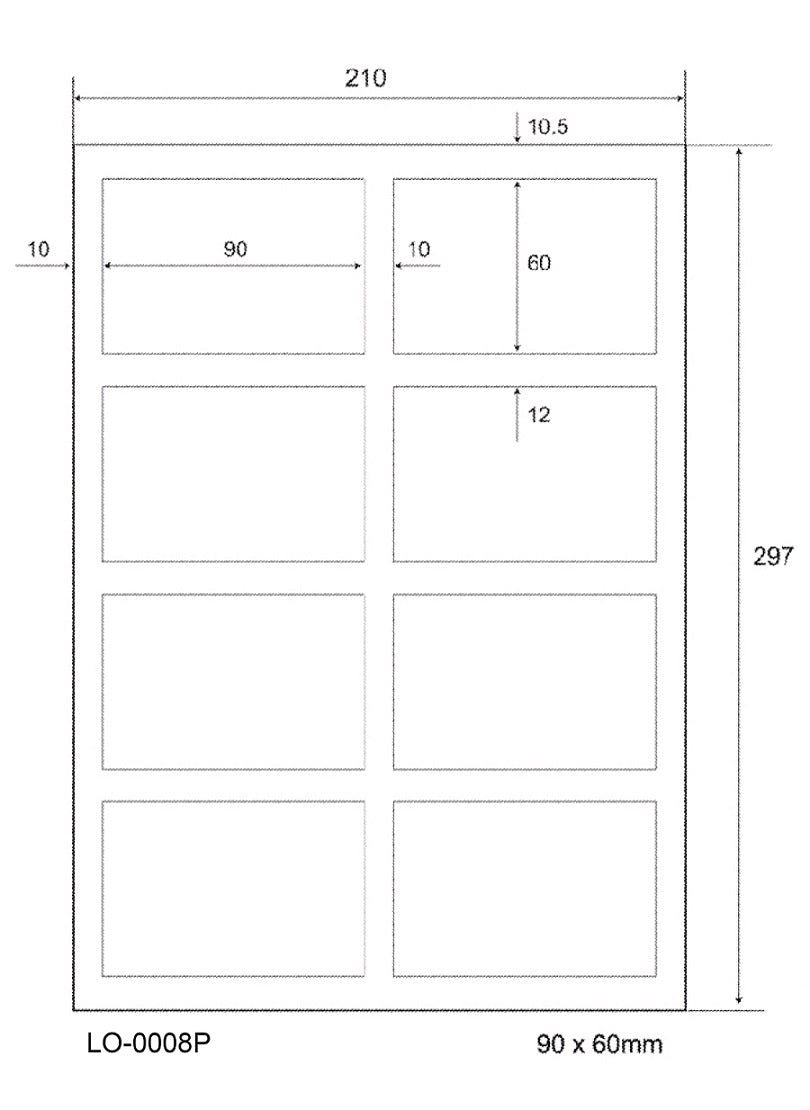 800 étiquettes universelles 90x60mm, sur 100 feuilles Din A4, mat, autocollantes LO-0008-P-70
