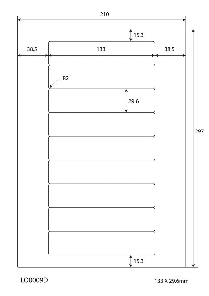 900 étiquettes universelles colorées 133x29,6 mm, sur 100 feuilles Din A4, mates, autocollantes LO-0009-D-70