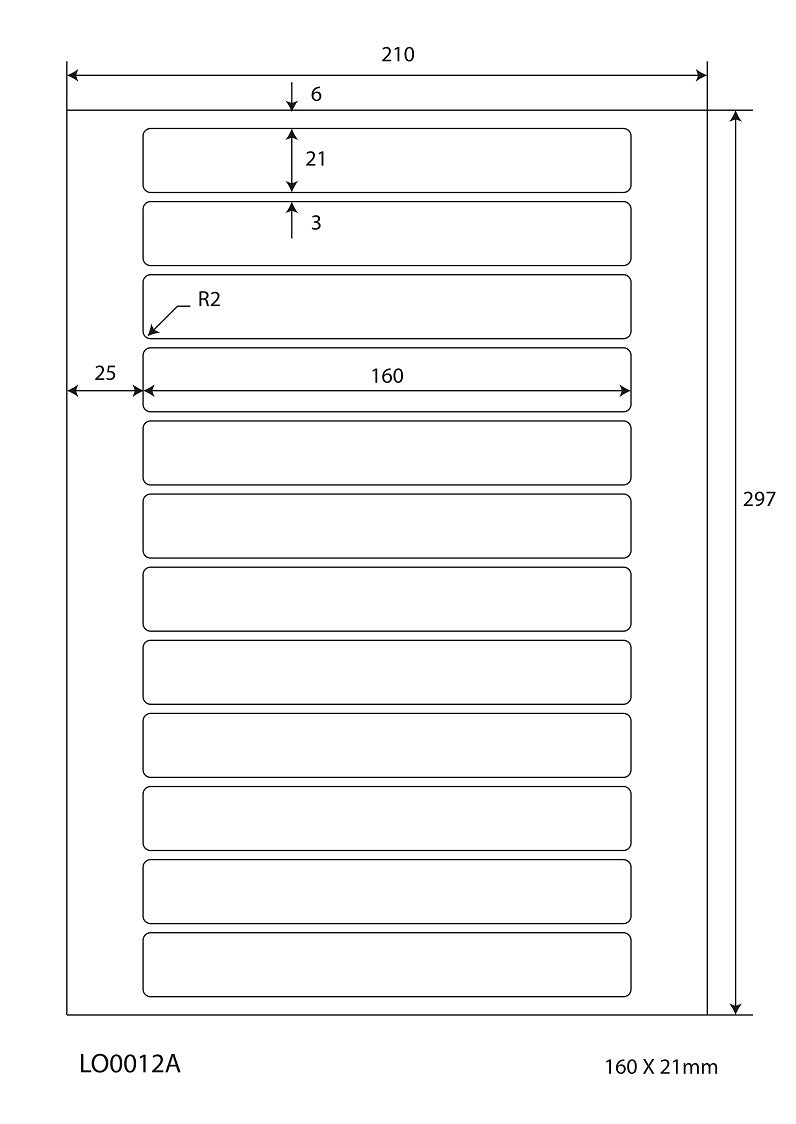 1200 étiquettes universelles 160x21mm, sur 100 feuilles Din A4, mat, autocollantes LO-0012-A-70