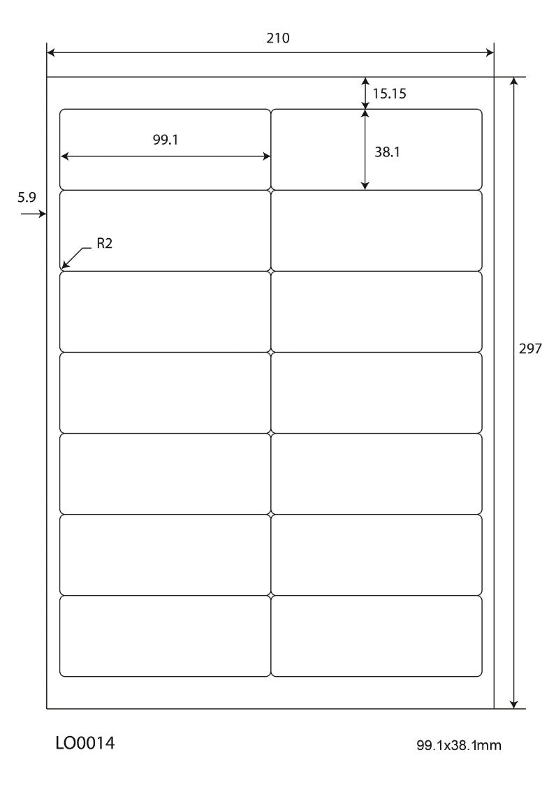 1400 étiquettes universelles 99,1x38,1mm, sur 100 feuilles Din A4, mat, autocollantes LO-0014-70