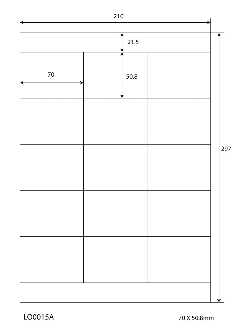 1500 étiquettes universelles 70x50,8mm, sur 100 feuilles Din A4, brillantes, autocollantes LO-0015-A-80