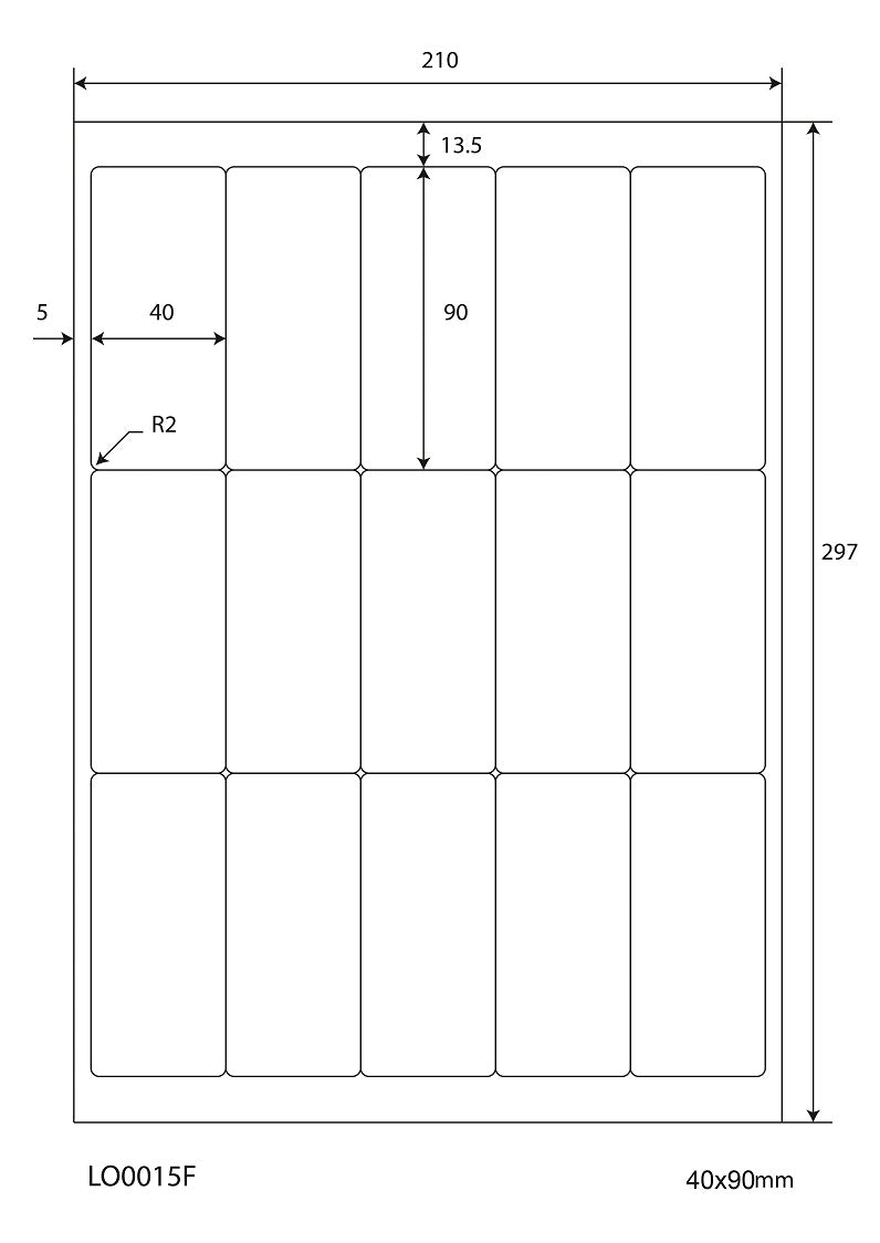 1500 étiquettes universelles colorées 40x90mm, sur 100 feuilles Din A4, mates, autocollantes LO-0015-F-70