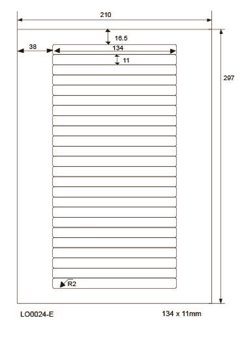 2400 étiquettes universelles colorées 134x11mm, sur 100 feuilles Din A4, mates, autocollantes LO-0024-E-70