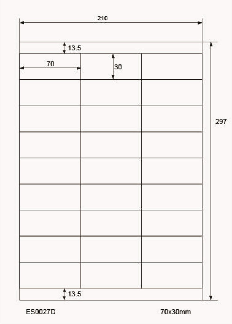 2700 étiquettes universelles colorées 70x30mm, sur 100 feuilles Din A4, mates, autocollantes LO-0027-D-70