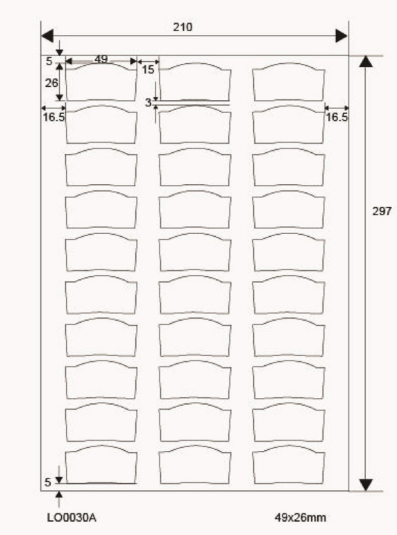 3000 étiquettes universelles 49x26mm, sur 100 feuilles Din A4, mat, autocollantes LO-0030-A-70